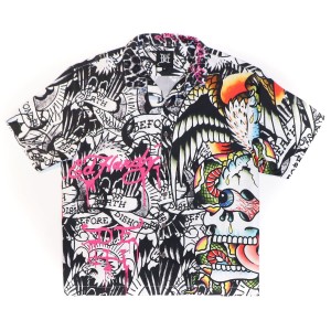 Ed Hardy Battle Skull Boxy Camp Shirt Hemd Herren Mehrfarbig | YMQEJ-9520