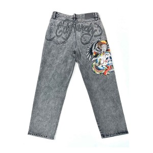 Ed Hardy Battle Skull Loose Fit Jean Denim Damen Grau | ALNEF-7960