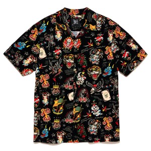 Ed Hardy Black Flashboard Camp Shirt Hemd Herren Schwarz | VSZDK-8930