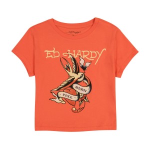 Ed Hardy Born Free Swallow Baby Tee Baby Tees Damen Aprikose | KMBQG-8490