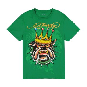Ed Hardy Bulldog Tee T-shirts Herren Grün | LVWMR-2861
