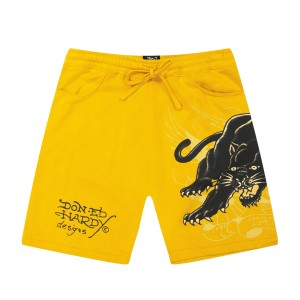 Ed Hardy Crouching Panther Fleece Short Unterteile Herren Marigold | VWIAN-5234
