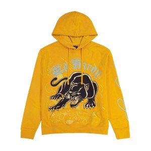 Ed Hardy Crouching Panther Hoodie Hoodie Herren Marigold | FZPHA-9825