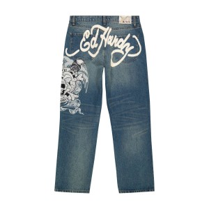 Ed Hardy DG Skull Loose Fit Jean Denim Damen Medium Tint | ZLDAV-9768