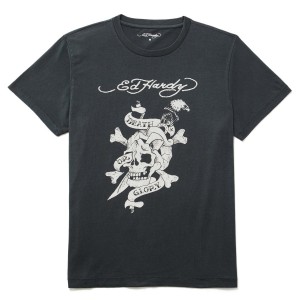Ed Hardy Death Or Glory Skull Tee T-shirts Herren Schwarz | VHTCM-0935