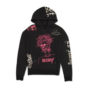 Ed Hardy Destroy Skele Hoodie Hoodie Herren Schwarz | AYKDJ-6953