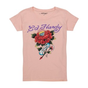 Ed Hardy Diamond Flower Fitted Tee Oberteile Damen Rosa | ASIKU-4968