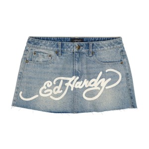 Ed Hardy Dragon Denim Mini Skirt Unterteile Damen Hellwaschen | LOXIT-3619