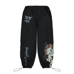 Ed Hardy Dragon Poplin Cargo Pants Unterteile Damen Schwarz | HRFQP-5236