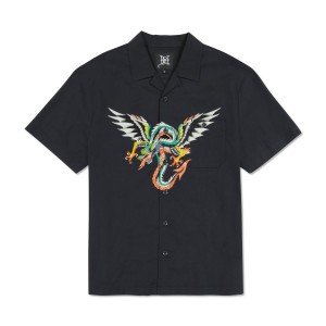 Ed Hardy Dragon Twill Hemd Herren Schwarz | UJVEL-0985