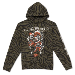 Ed Hardy Dragon Zebra Camo Hoodie Hoodie Herren Camouflage | RSPYC-8345
