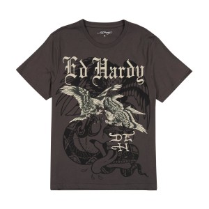 Ed Hardy Eagle Battle Tee T-shirts Herren Grau | QDPET-9342