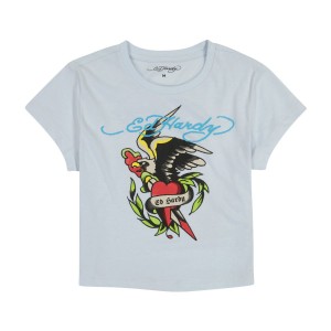 Ed Hardy Eagle Heart Baby Tee Baby Tees Damen Blau | NIDAE-6137