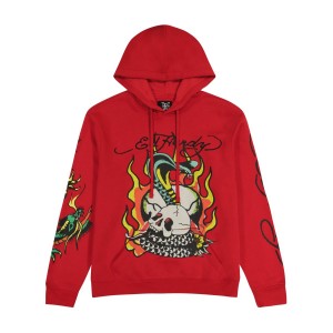 Ed Hardy Flame Cobra Hoodie Hoodie Herren Rosa | IKCGD-6935