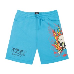 Ed Hardy Flame Skull Fleece Shorts Unterteile Herren Jewel | AVXYI-9320