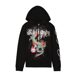 Ed Hardy Japan Dragon Mens Hoodie Hoodie Herren Schwarz | RKGYF-2103