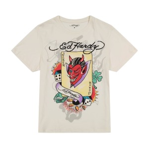 Ed Hardy Joker Throwback Tee T-shirts Herren Weiß | SETAD-4561