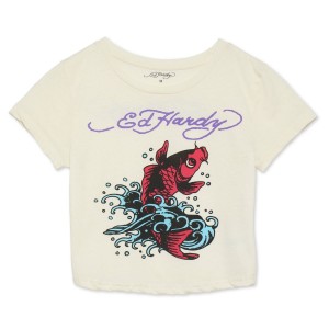 Ed Hardy Koi Fish Baby Tee Baby Tees Damen Weiß | KBPTN-6892