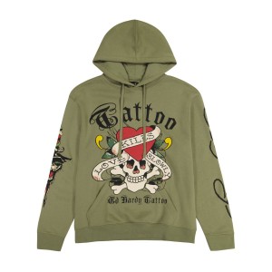 Ed Hardy LKS Skull Hoodie Hoodie Herren Hellolivgrün | TREOG-0932