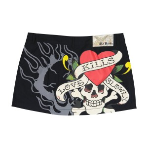 Ed Hardy LKS Skull Poplin Mini Skirt Unterteile Damen Schwarz | KWVDS-0821