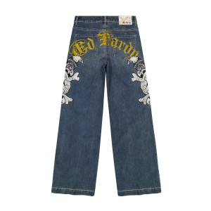 Ed Hardy Limited Edition DG Skull Wide Leg Jean Denim Damen Medium Vintage | FDUAS-4361