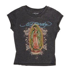 Ed Hardy Mary Burnout Cap Sleeve Tee Baby Tees Damen Grau | NTPUV-5849