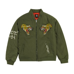 Ed Hardy NYC Skull Bomber Jacket Oberbekleidung Damen Olivgrün | THUYW-1572