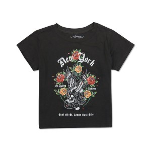 Ed Hardy NY Eagle Baby Tee Baby Tees Damen Schwarz | BZHIJ-2680