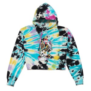 Ed Hardy Nyc Skull Cropped Fleece Hoodie Hoodie Damen Mehrfarbig | GSOEK-1834