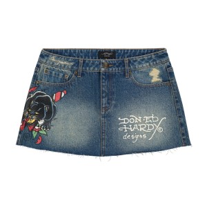 Ed Hardy Panther Dagger Denim Mini Skirt Unterteile Damen Waschen | YUJLW-9716