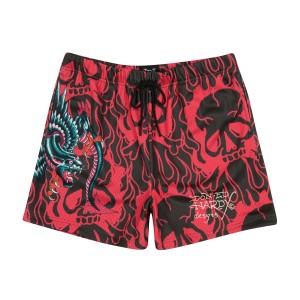 Ed Hardy Panther Dragon Mesh Basketball Short Unterteile Herren Rosa | HCANM-4591