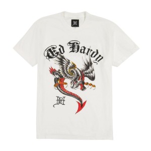 Ed Hardy Panther Dragon Tee T-shirts Herren Weiß | ARUQE-0614