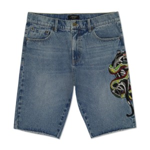 Ed Hardy Panther Snake Denim Skater Short Denim Herren Med Vintage | HOLAS-3264