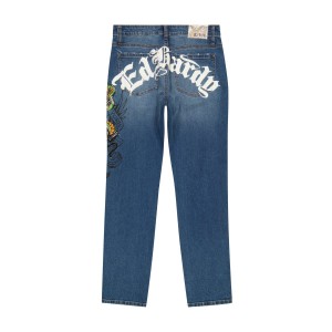Ed Hardy Panther Snake Slim Taper Jean Denim Herren Medium Tint | OSKAZ-1325