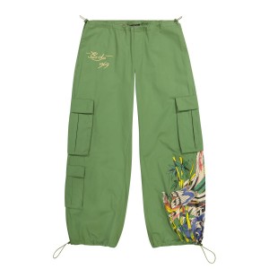 Ed Hardy Peacock Poplin Cargo Pants Unterteile Damen Grün | FWHVB-8493