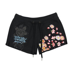 Ed Hardy Phoenix Fleece Short Unterteile Damen Schwarz | MXVLI-4259