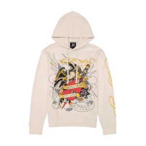 Ed Hardy Pierced Eagle Mens Hoodie Hoodie Herren Weiß | MZIWP-1876