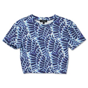 Ed Hardy Power Mesh Wings Sport Crew Tee Oberteile Damen Blau | KSFGU-9672