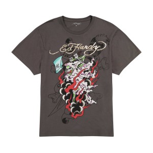 Ed Hardy Reaper Mens Tee T-shirts Herren Grau | YXSVM-2785