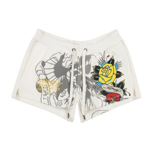 Ed Hardy Rose Heart Y2K Fleece Shorts Unterteile Damen Weiß | TULHG-5184