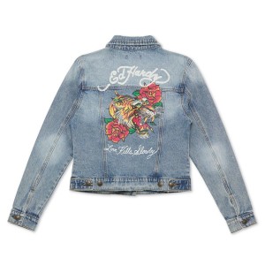 Ed Hardy Screaming Tiger Denim Jacket Denim Damen Hell | SBPOU-4923