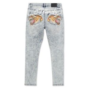 Ed Hardy Screaming Tiger Slim Skinny Jean Denim Herren Destructed Acid | CHLZV-8075