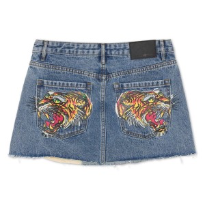 Ed Hardy Screaming Tigers Denim Skirt Denim Damen Hell | TWYEP-0576