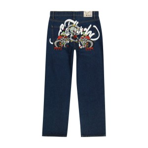Ed Hardy Skull Snakes Loose Fit Jean Denim Damen Indigo | DGAPQ-9748
