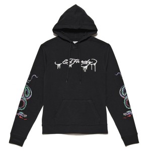 Ed Hardy Snake Hoodie Hoodie Herren Schwarz | MRGFN-3582