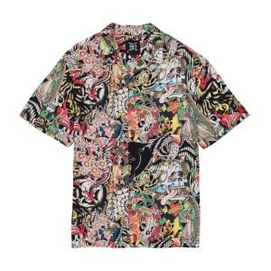 Ed Hardy Tattoo Collage Camp Shirt Hemd Herren Mehrfarbig | HSMIU-1649