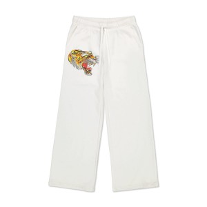 Ed Hardy Tiger Fleece Sweatpants Unterteile Damen Weiß | GHOQL-0479