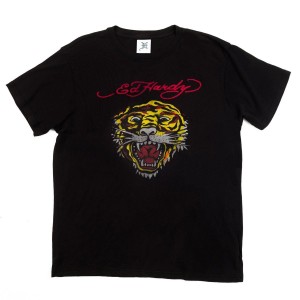 Ed Hardy Tiger Head Tee T-shirts Herren Schwarz | FSJMB-0192