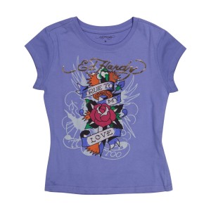Ed Hardy True Love Cap Sleeve Tee Baby Tees Damen Blau | AQYEN-4920